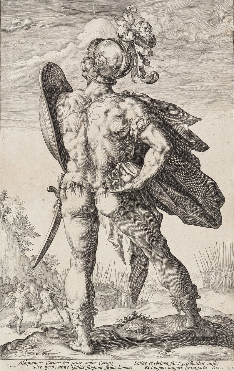 Marcus Valerius Corvus (Römische Helden, Blatt 6) von Hendrick Goltzius