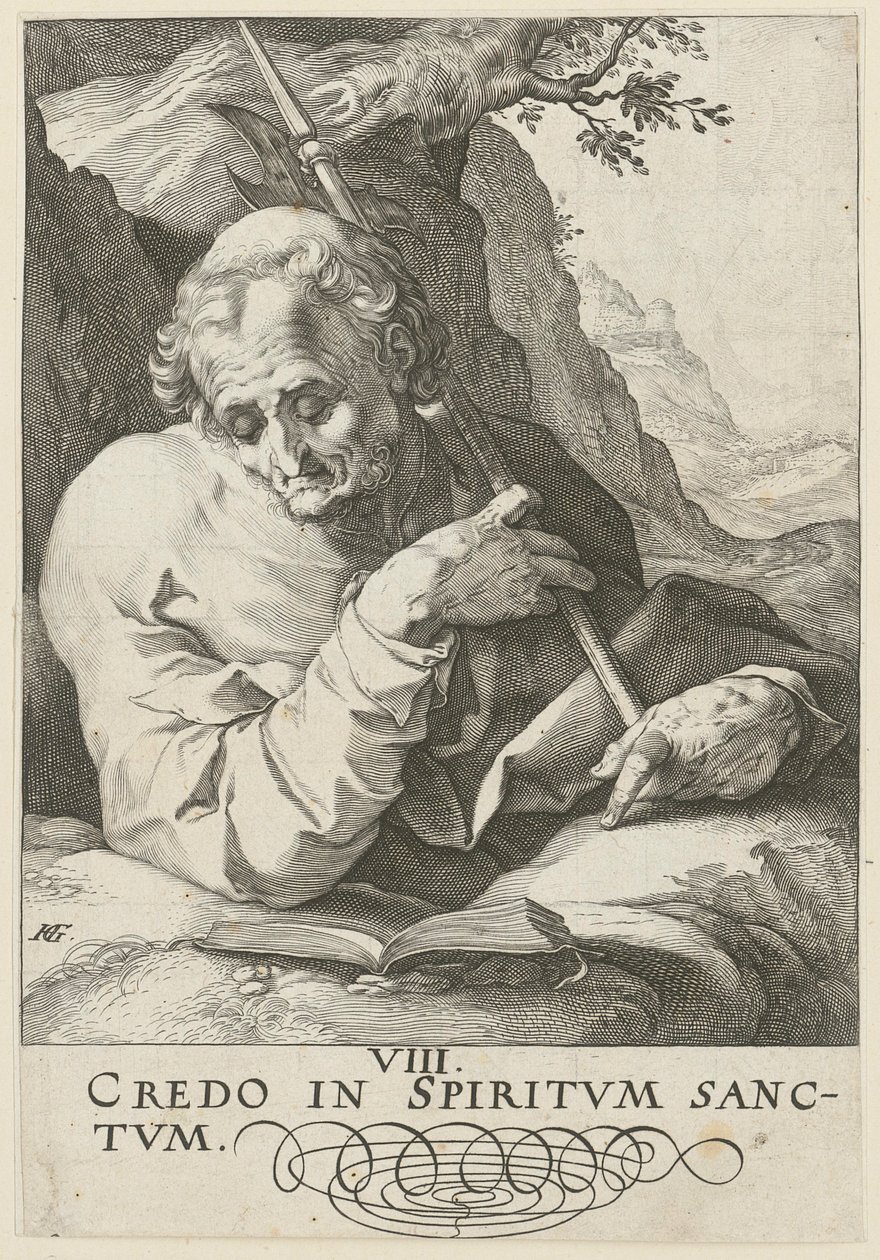 Matthäus, Blatt 9 der Folge "Christus, die zwölf Apostel und Paulus" von Hendrick Goltzius