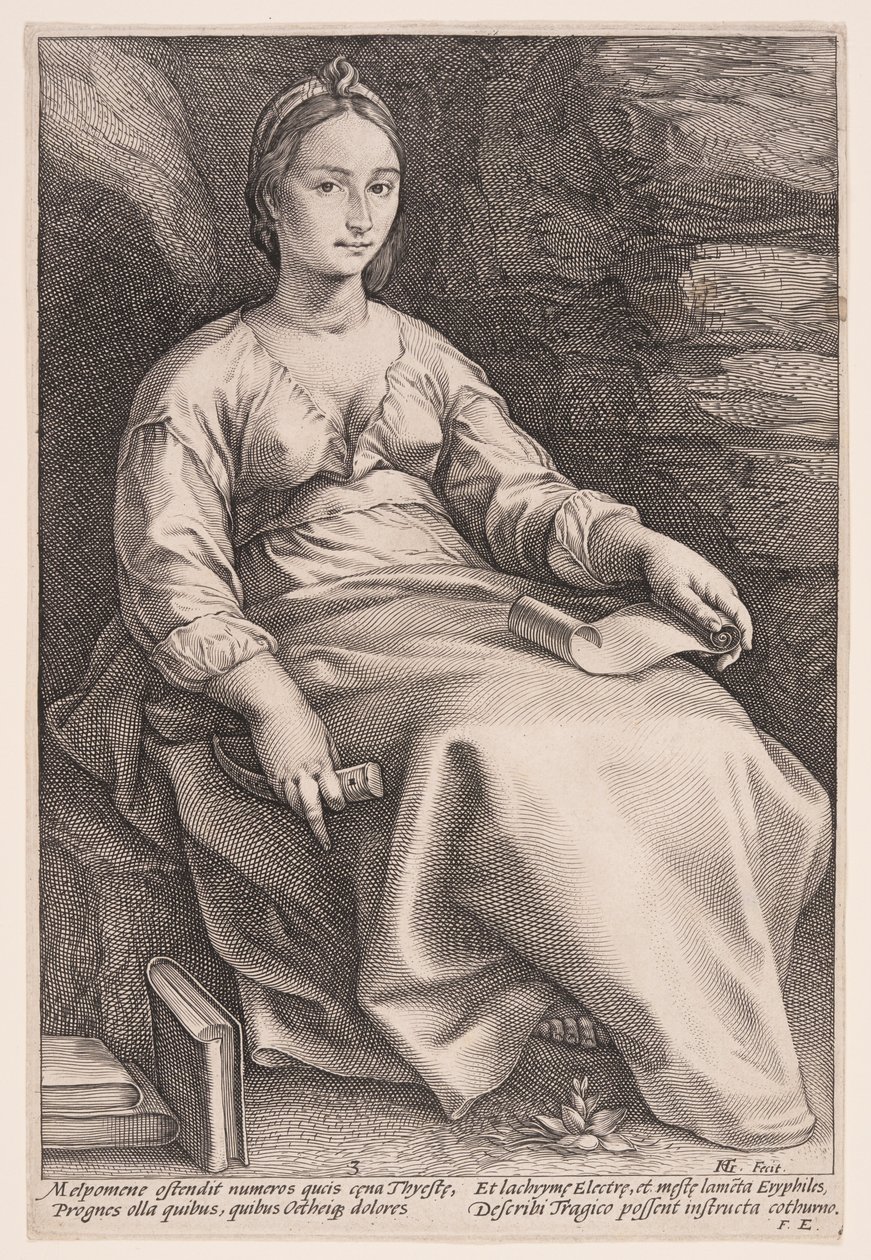 Melpomene, die Muse der Tragödie, aus Die Neun Musen von Hendrick Goltzius
