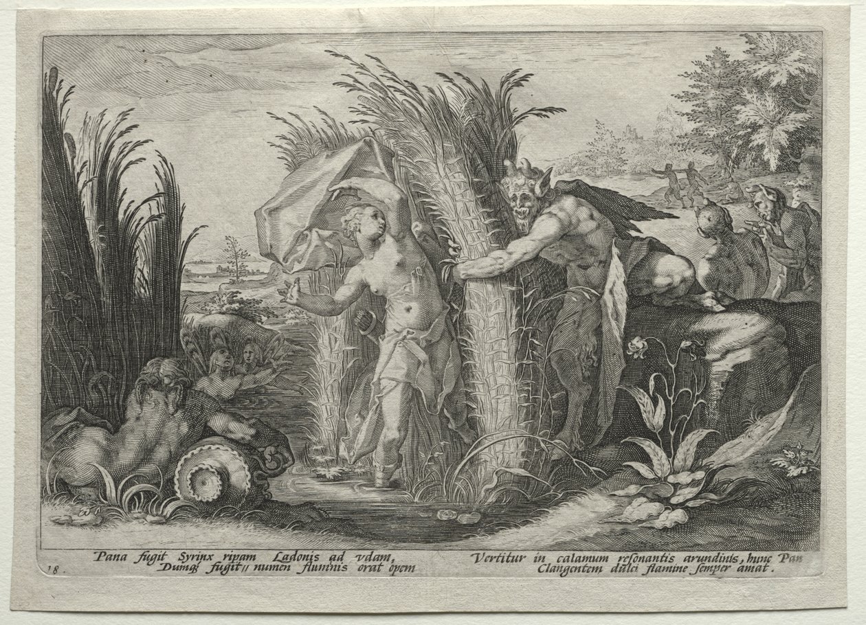 Pan verfolgt Syrinx von Hendrick Goltzius