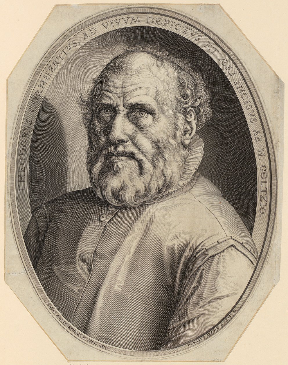 Porträt von Dirck Volckertsz. Coornhert von Hendrick Goltzius