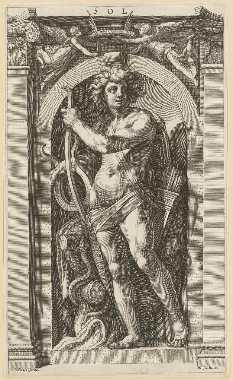 Sol, Blatt 5 der Folge "Acht antike Gottheiten" von Hendrick Goltzius