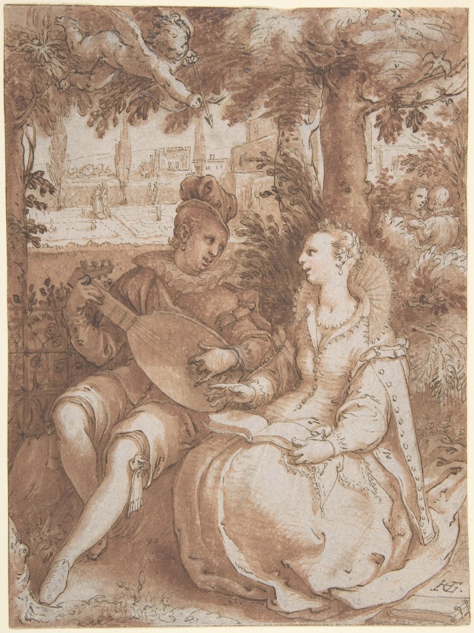 Frühling, Zeichnung für eine Gravur desselben Themas von Hendrick Goltzius