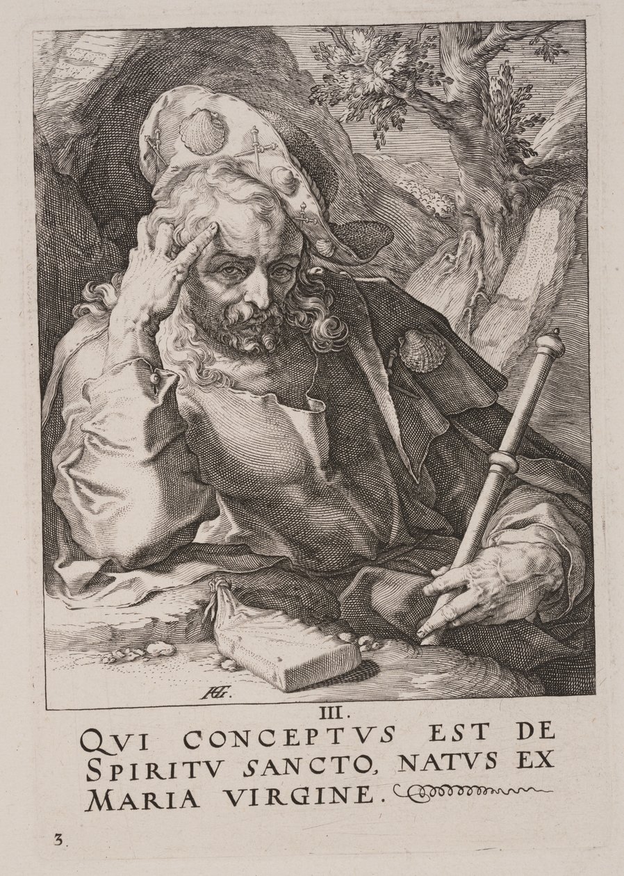 St. Jakobus der Große, aus Christus, die Apostel und St. Paulus mit dem Glaubensbekenntnis von Hendrick Goltzius