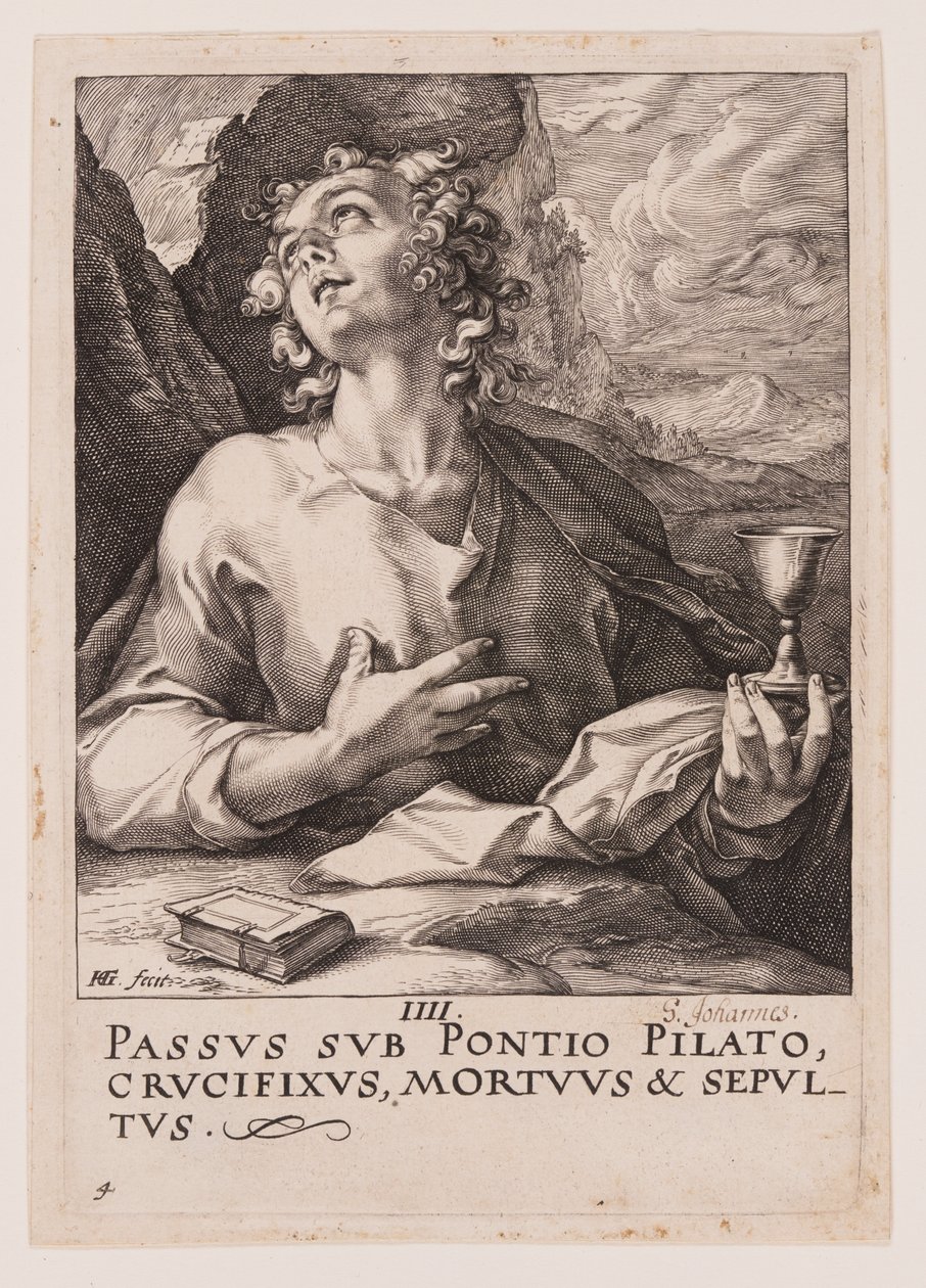 Der Hl. Johannes, aus Christus, die Apostel und der Hl. Paulus mit dem Glaubensbekenntnis von Hendrick Goltzius