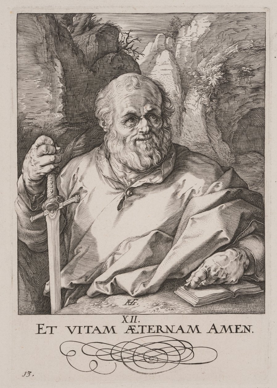 St. Matthias, aus Christus, die Apostel und St. Paulus mit dem Glaubensbekenntnis von Hendrick Goltzius