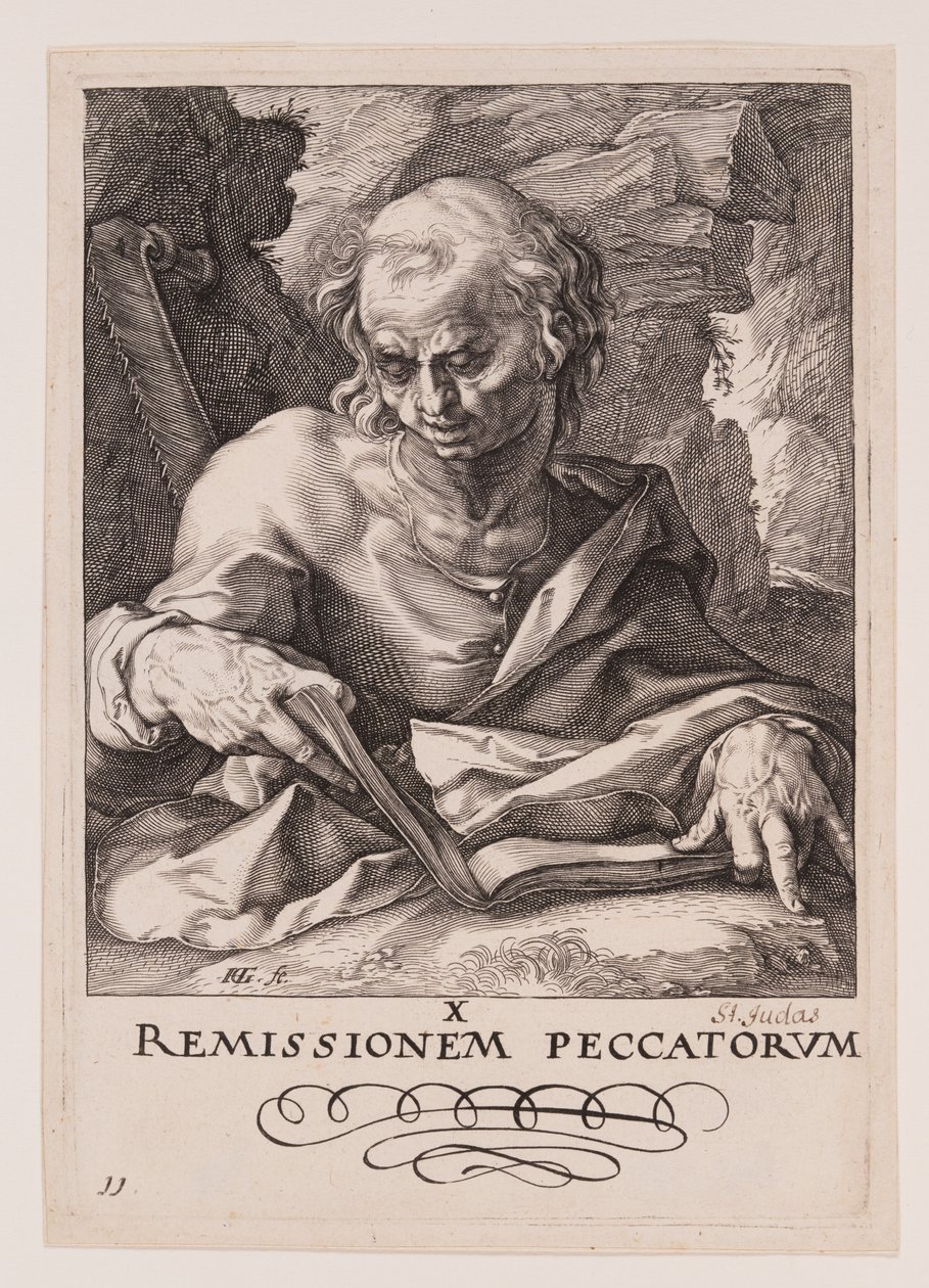 St. Simon, aus Christus, die Apostel und St. Paulus mit dem Glaubensbekenntnis von Hendrick Goltzius