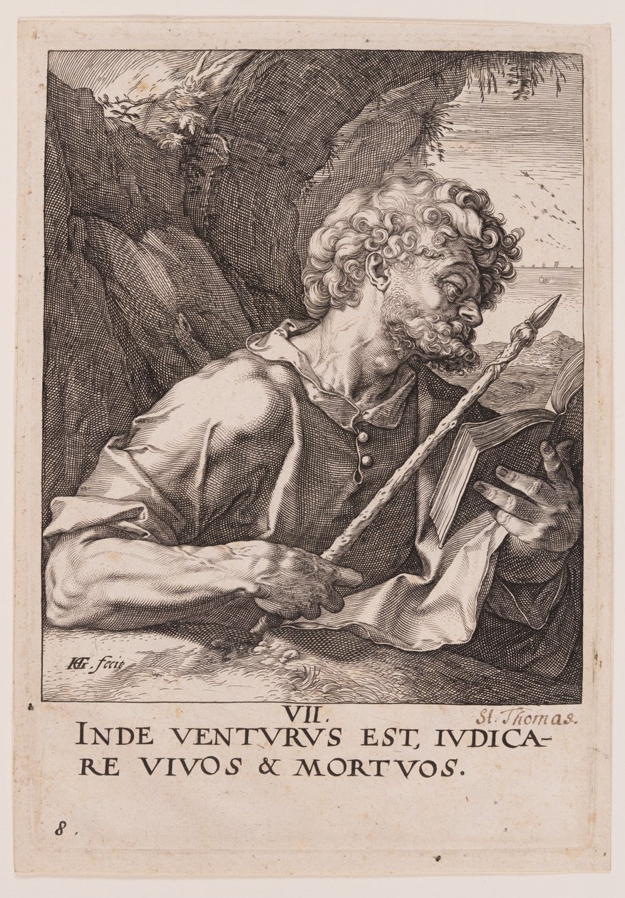 St. Thomas, aus Christus, die Apostel und St. Paulus mit dem Glaubensbekenntnis von Hendrick Goltzius