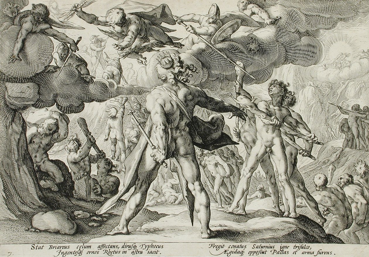 Die Riesen erklimmen den Himmel von Hendrick Goltzius