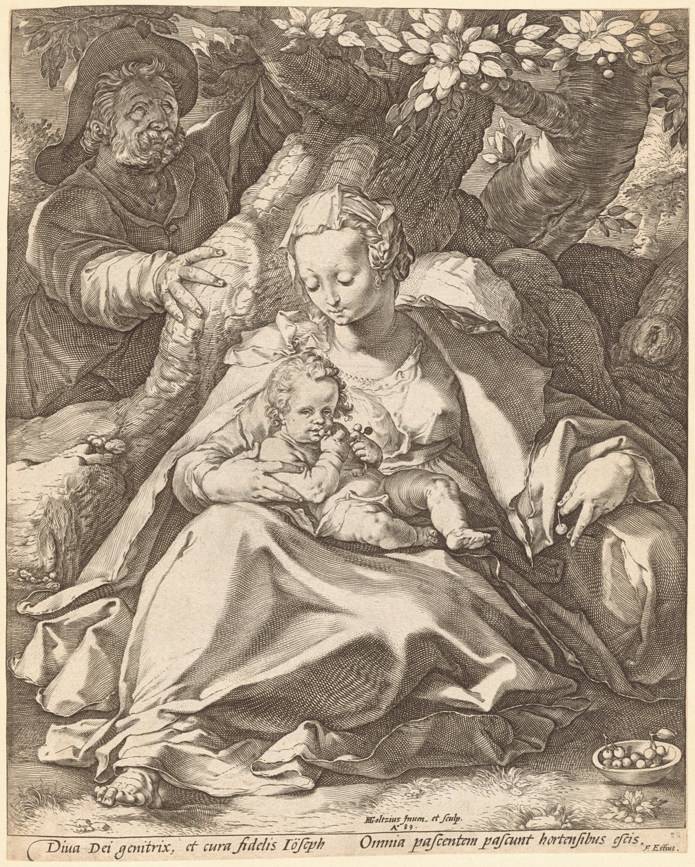 Die Heilige Familie unter einem Kirschbaum von Hendrick Goltzius