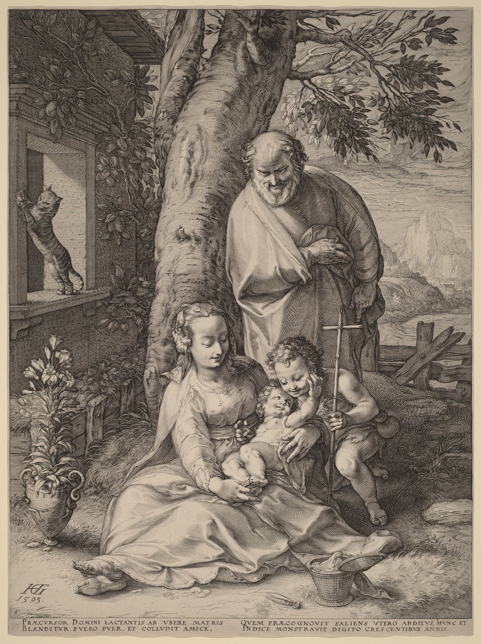 Die Heilige Familie mit dem Jesuskind und Johannes dem Täufer von Hendrick Goltzius