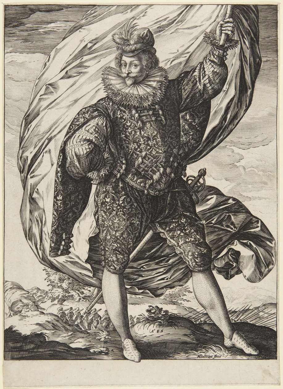 Der Standartenträger, nach rechts gewandt von Hendrick Goltzius