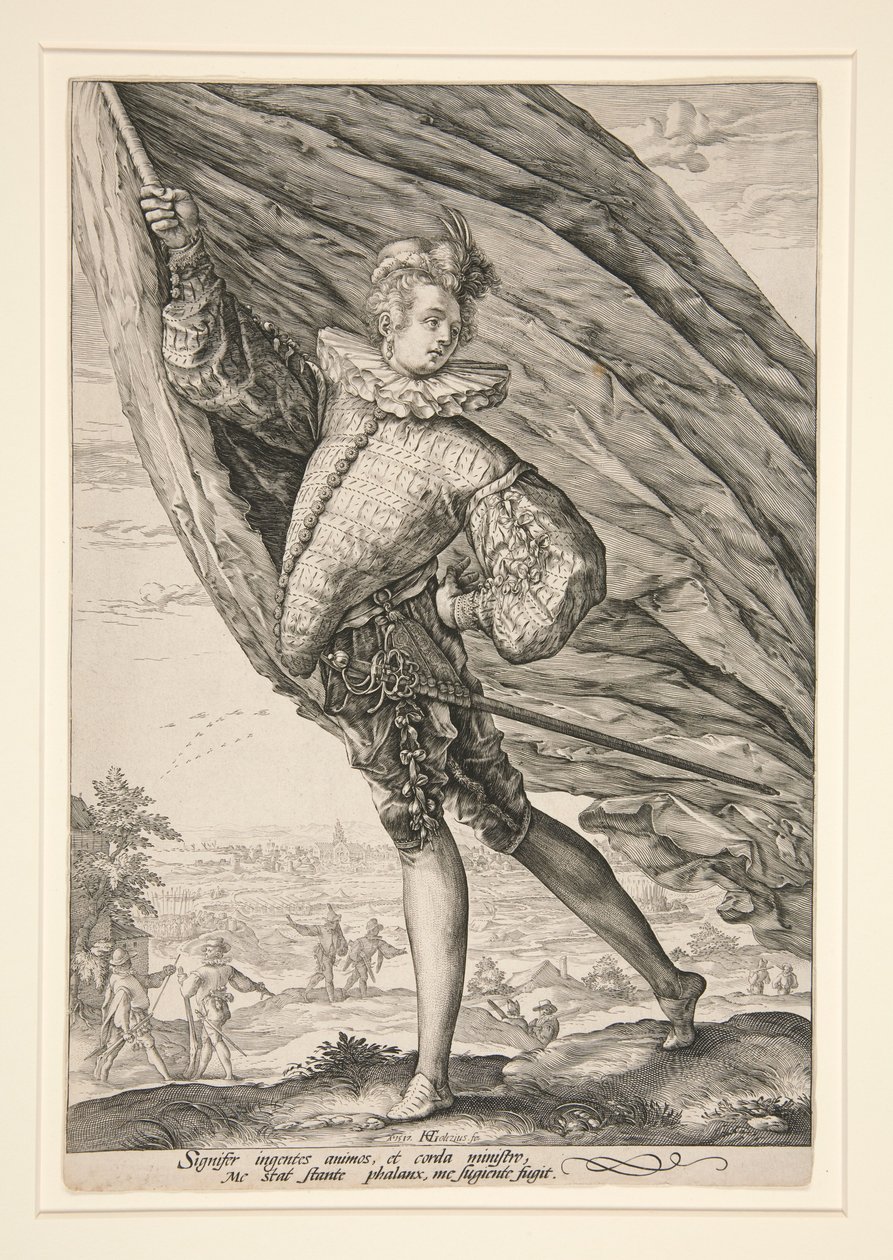 Der Standartenträger, nach links gewendet von Hendrick Goltzius