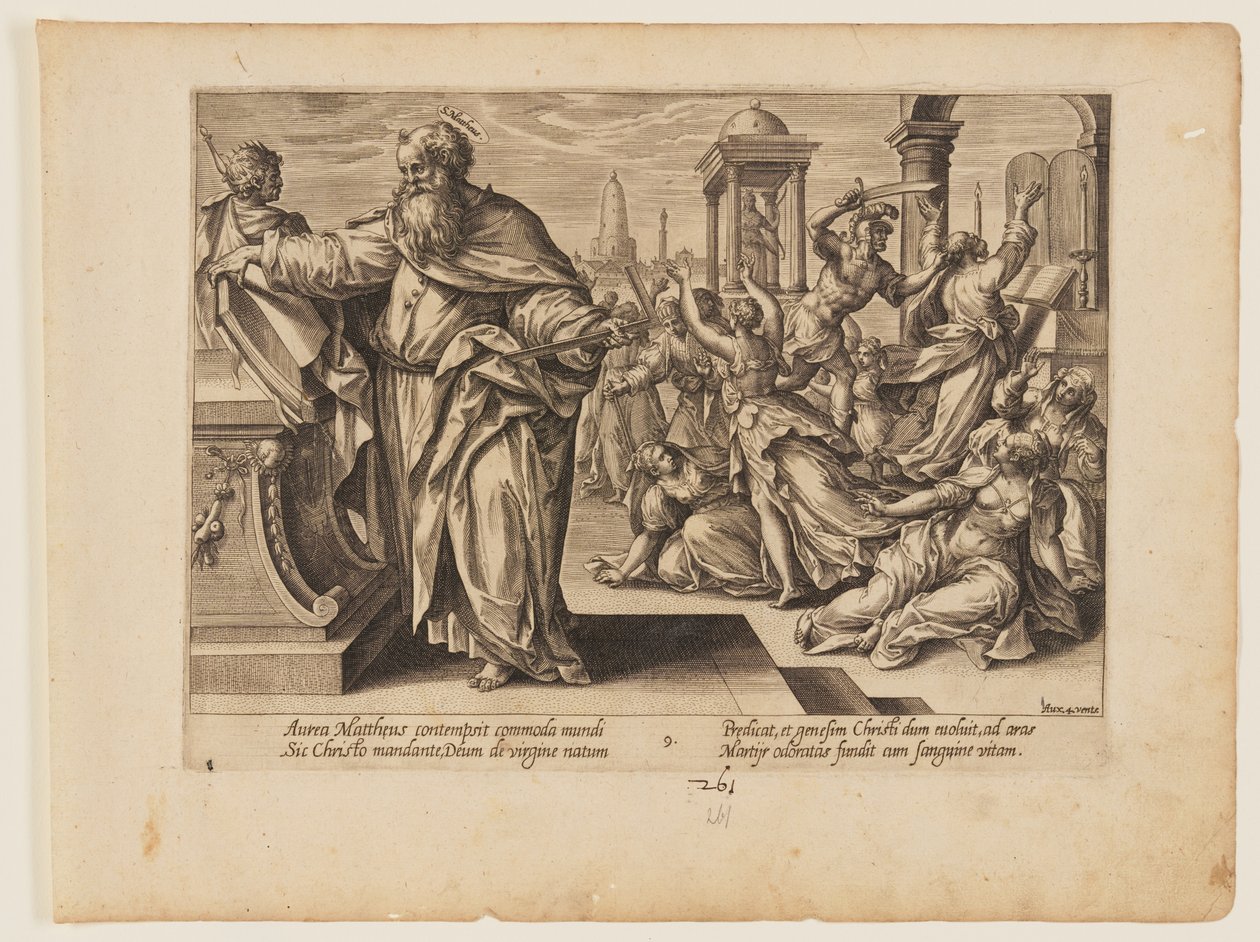 Das Martyrium des Heiligen Matthäus, aus Das Martyrium Christi und der Apostel von Hendrick Goltzius