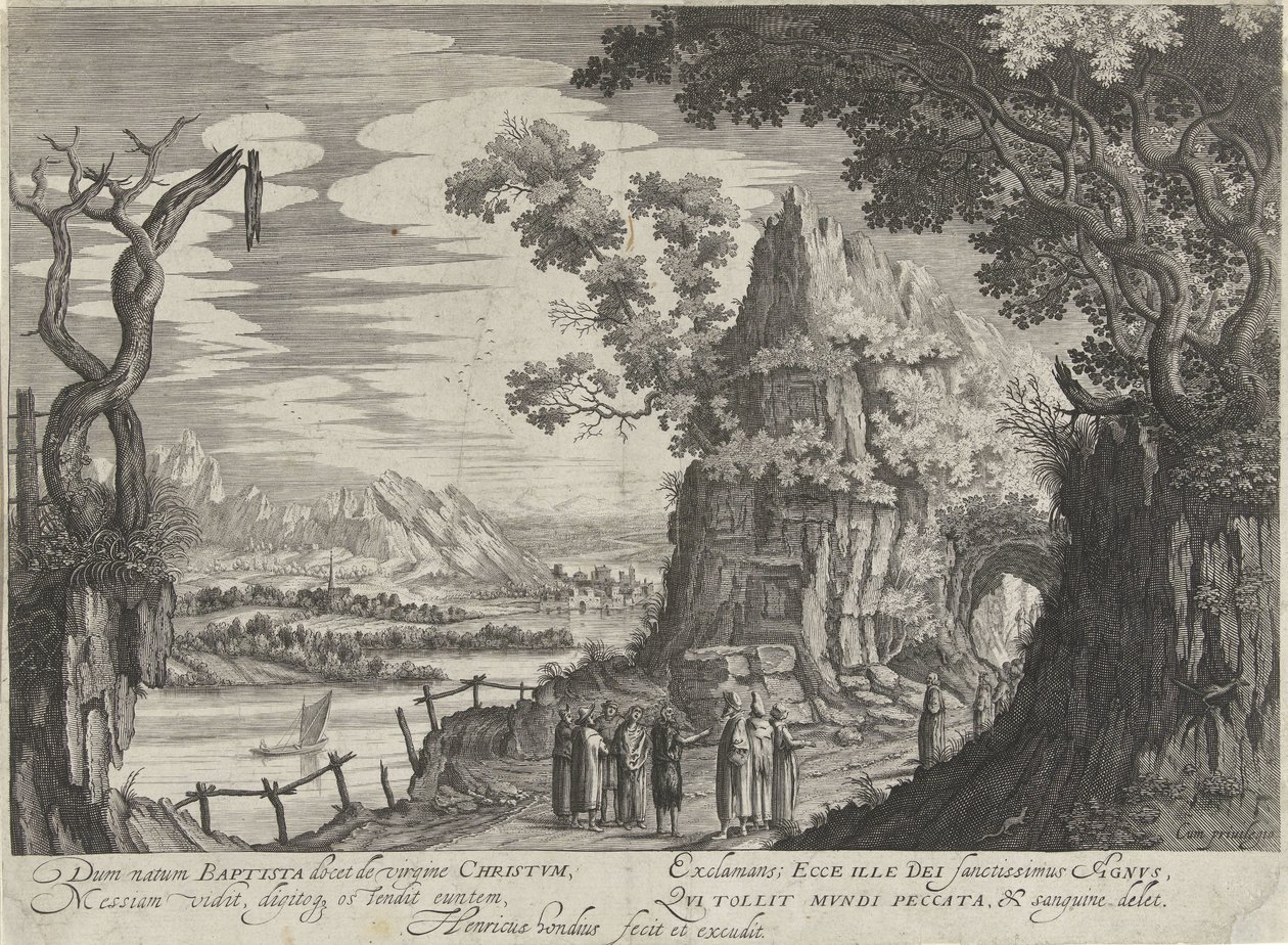Johannes der Täufer identifiziert Christus als das Lamm Gottes von Hendrick Hondius (I)