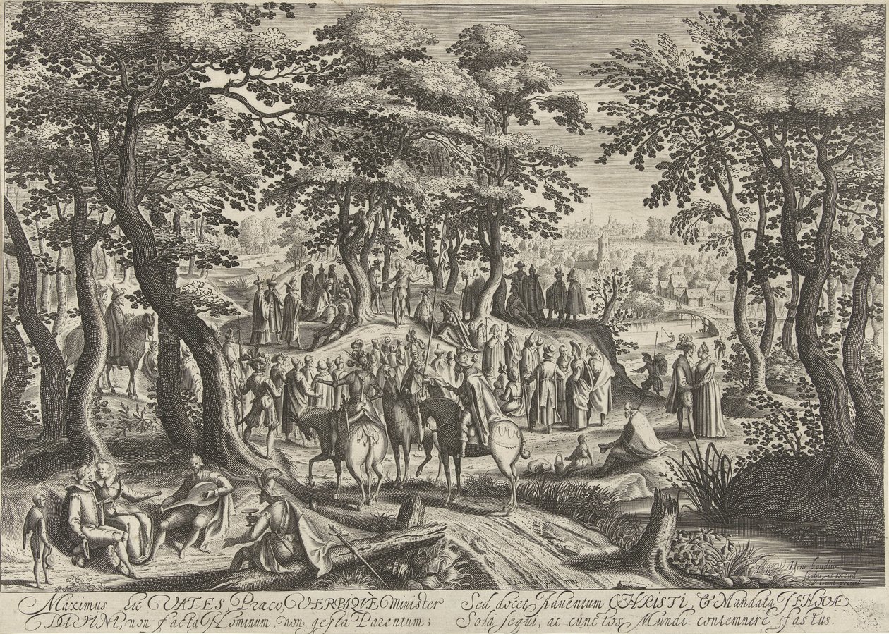 Johannes der Täufer predigt zur Menge von Hendrick Hondius (I)