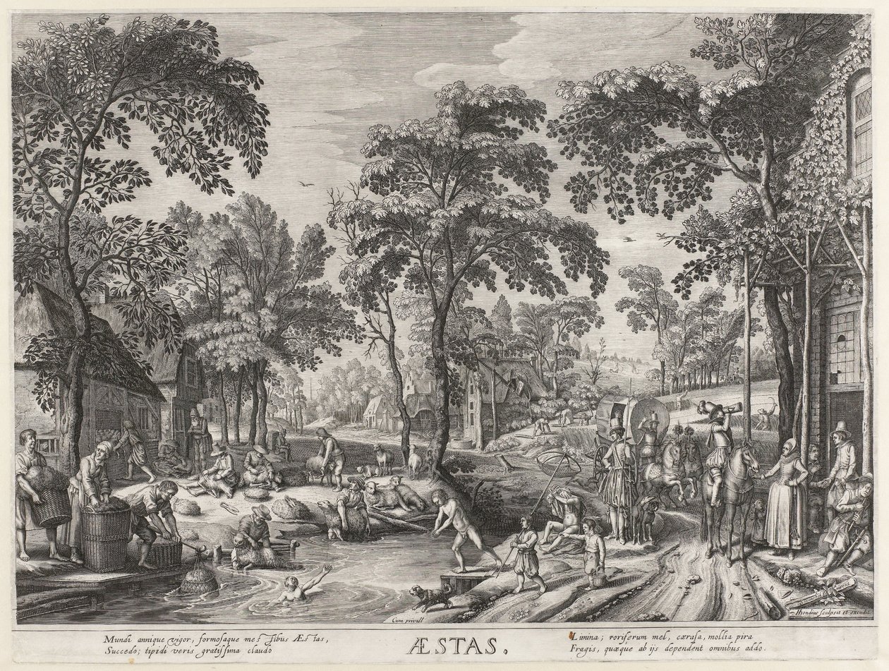 Sommer, eine Gesellschaft an einem Teich von Hendrick Hondius (I)
