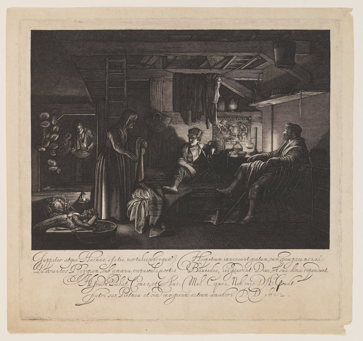 Jupiter und Merkur im Haus von Philemon und Baucis von Hendrick von Goudt