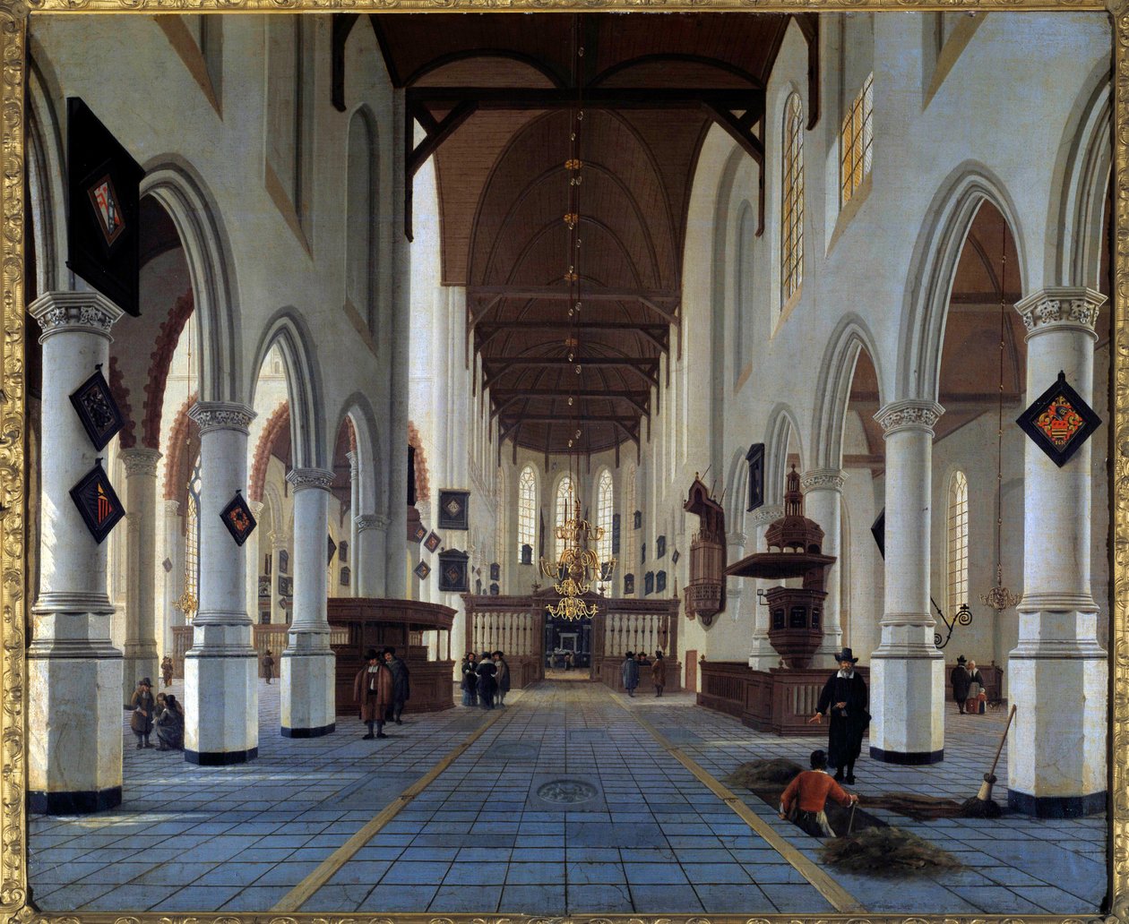 Kircheninnenansicht (Oudekerk in Delft?) Gemälde von Hendrick Cornelisz Van Vliet (1611/1612-1675) 17. Jahrhundert von Hendrik Cornelisz. van Vliet