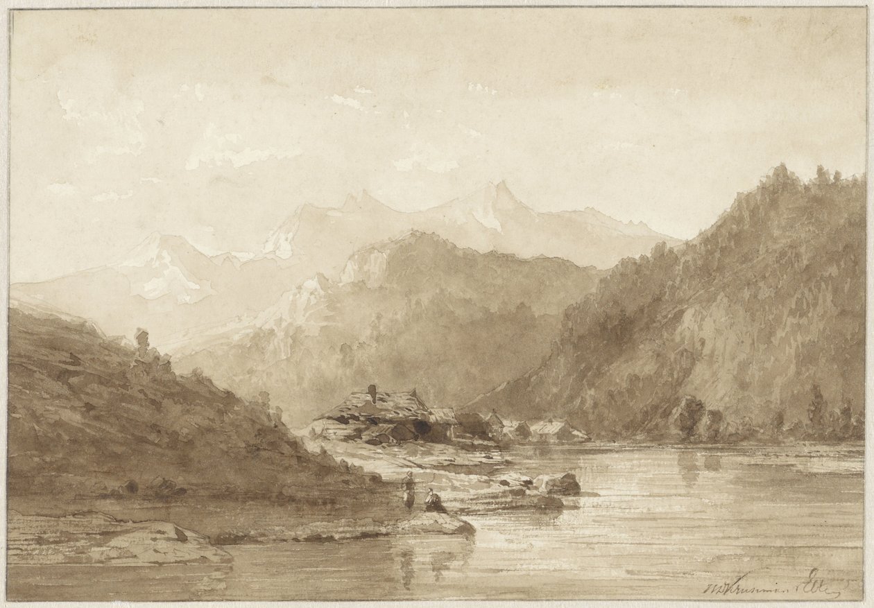 Berglandschaft mit einem See von Hendrik Dirk Kruseman van Elten
