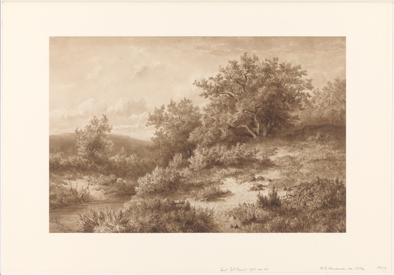 Landschaft mit Bach und Sträuchern von Hendrik Dirk Kruseman van Elten