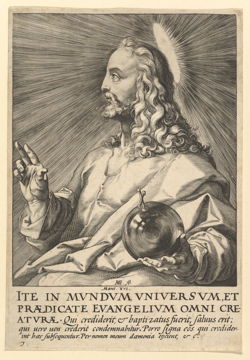 Christus, aus Christus, die Apostel und St. Paulus mit dem Glaubensbekenntnis, ca. 1589 von Hendrik Goltzius