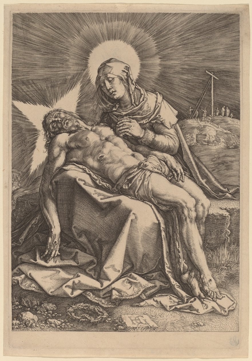Pietà (Die trauernde Jungfrau mit dem toten Christus auf ihrem Schoß) von Hendrik Goltzius
