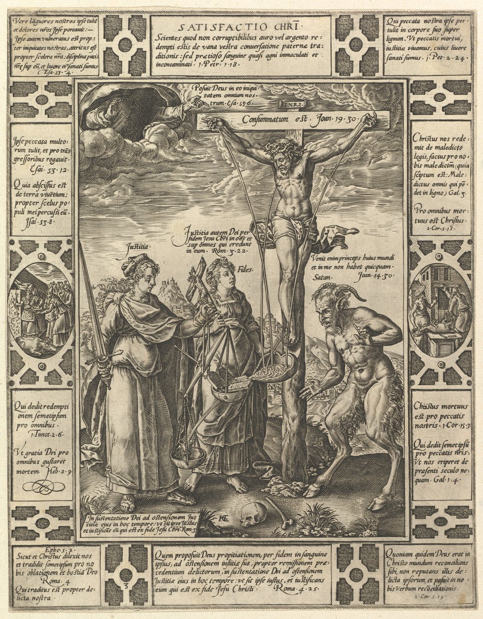 Satisfactio Christi, aus Allegorien des christlichen Glaubens, aus Christliche und weltliche Allegorien von Hendrik Goltzius