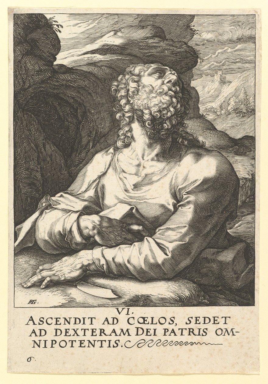 St. Bartholomäus, aus Christus, die Apostel und St. Paulus mit dem Glaubensbekenntnis, ca. 1589 von Hendrik Goltzius