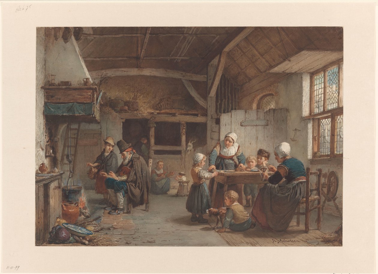 Bauerninterieur, Familie in der Küche von Hendrik Jacobus Scholten
