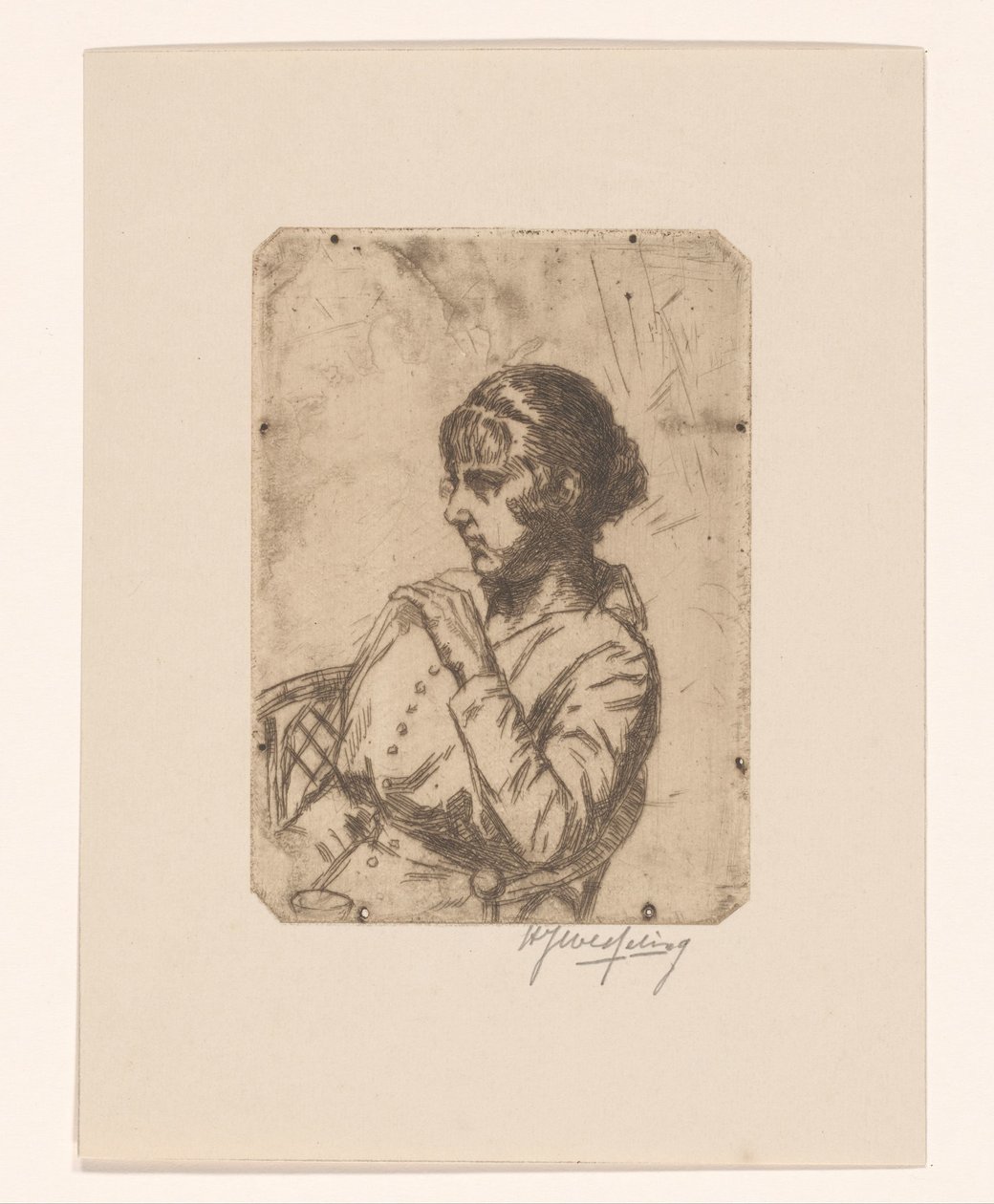 Frau in einem Stuhl von Hendrik Jan Wesseling (signed by artist)