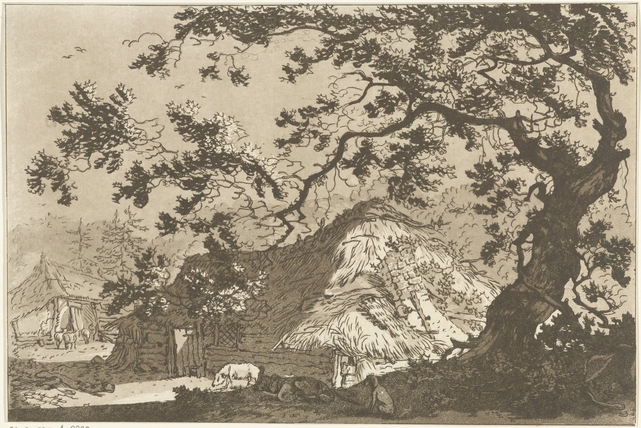 Landschaft mit zwei Bauernhöfen von Hendrik Meijer