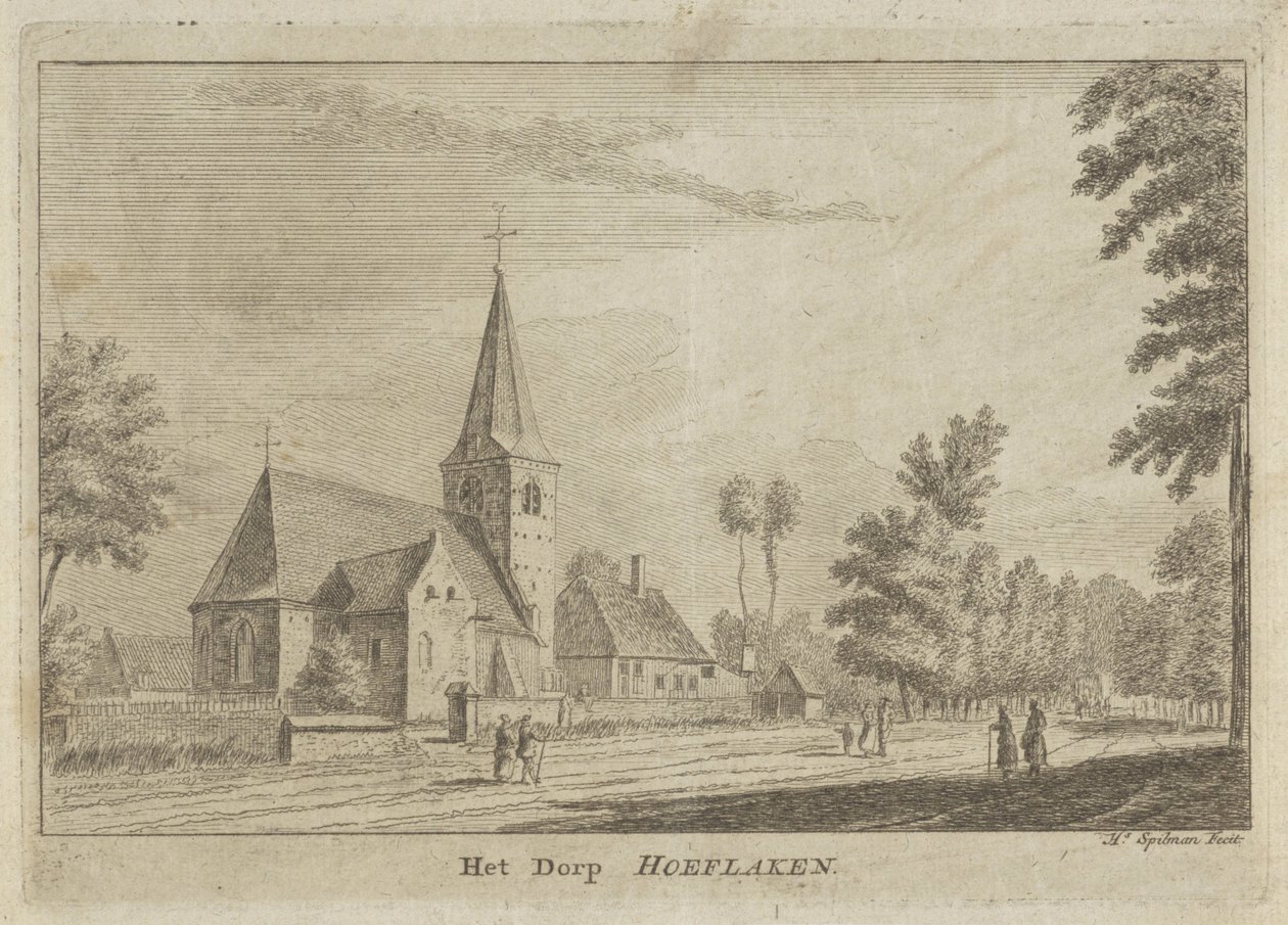 Ansicht von Hoevelaken (Titel auf Objekt: Het Dorp Hoeflaken) von Hendrik Spilman