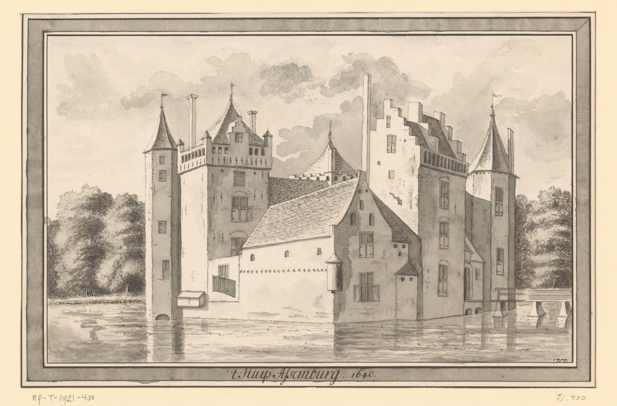 Ansicht des Schlosses Assumburg bei Heemskerk, 1640 von Hendrik Tavenier (possibly)