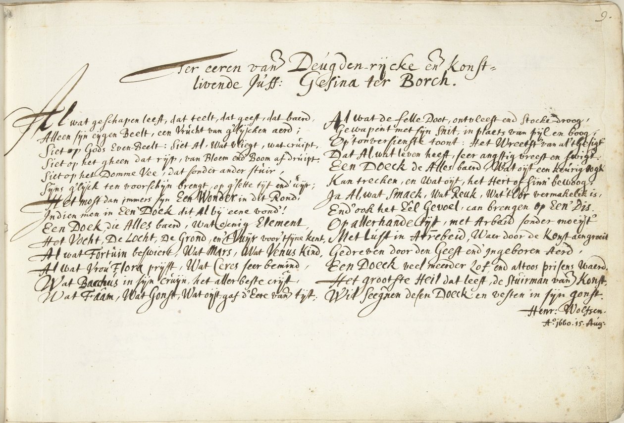 Lobgesang zu Ehren von Gesina ter Borch von Hendrik Wolfsen (signed by artist)