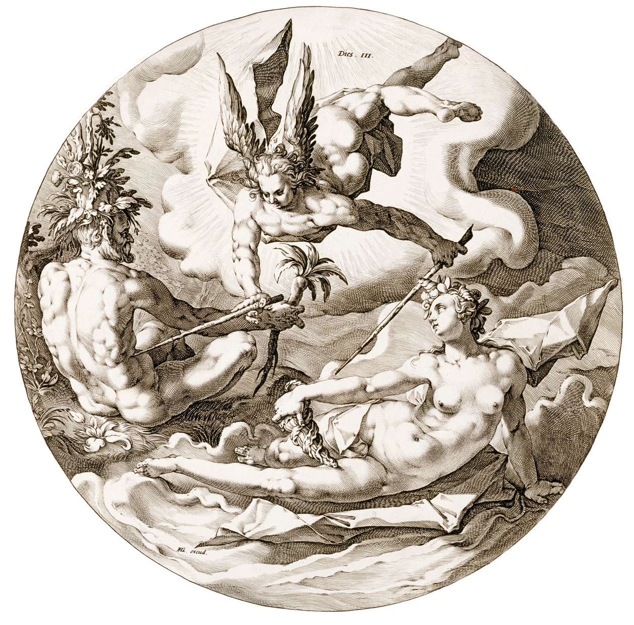 Tag III, Die Trennung der Wasser, aus der Serie Die sechs Tage der Schöpfung, 1589 von Hendrik after Goltzius
