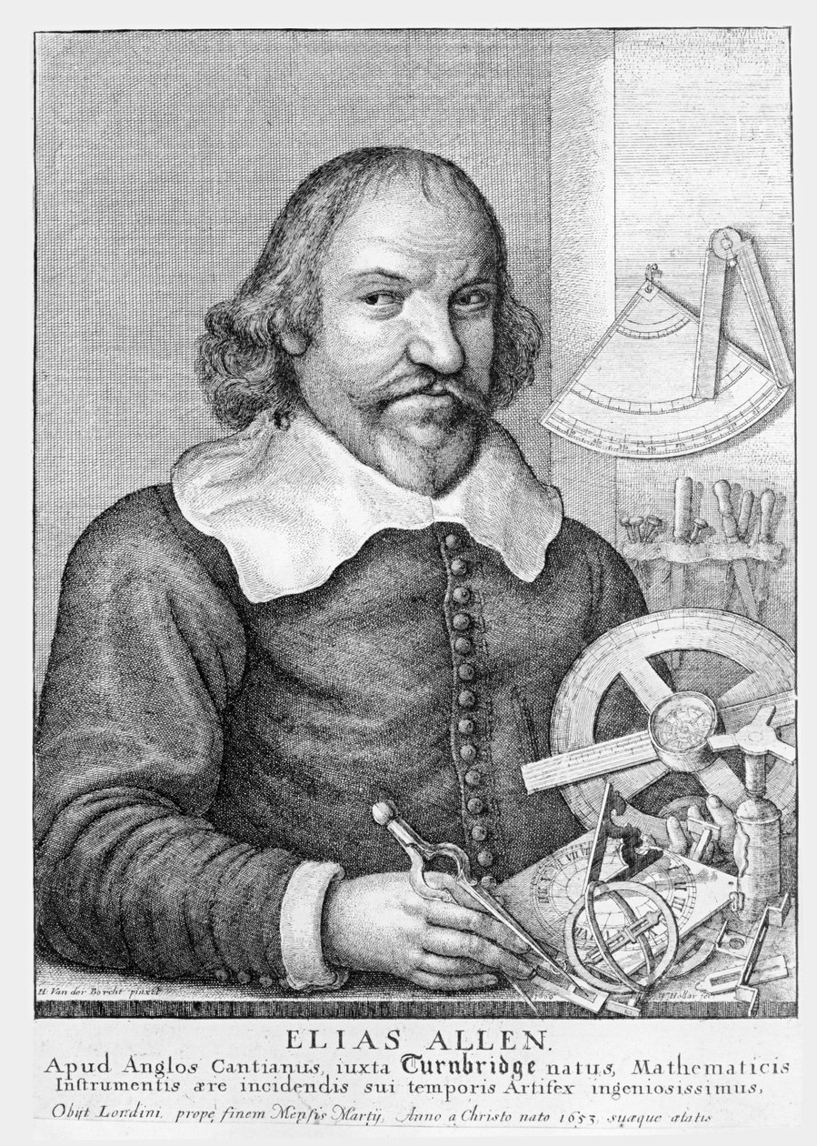 Elias Allen (ca. 1588-1653) graviert von Wencelaus Hollar (1607-77) von Hendrik van der, the younger Borcht