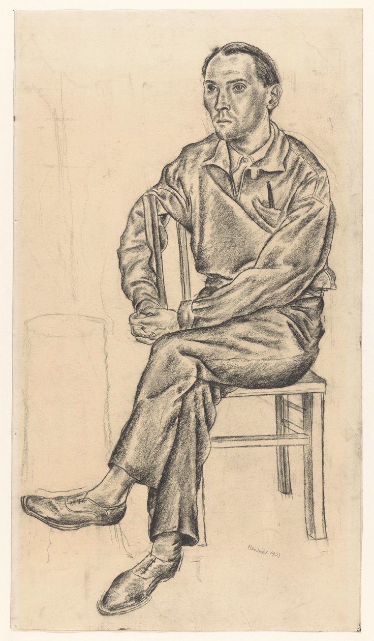 Sitzender Mann auf einem Stuhl von Henk Henriët (signed by artist)