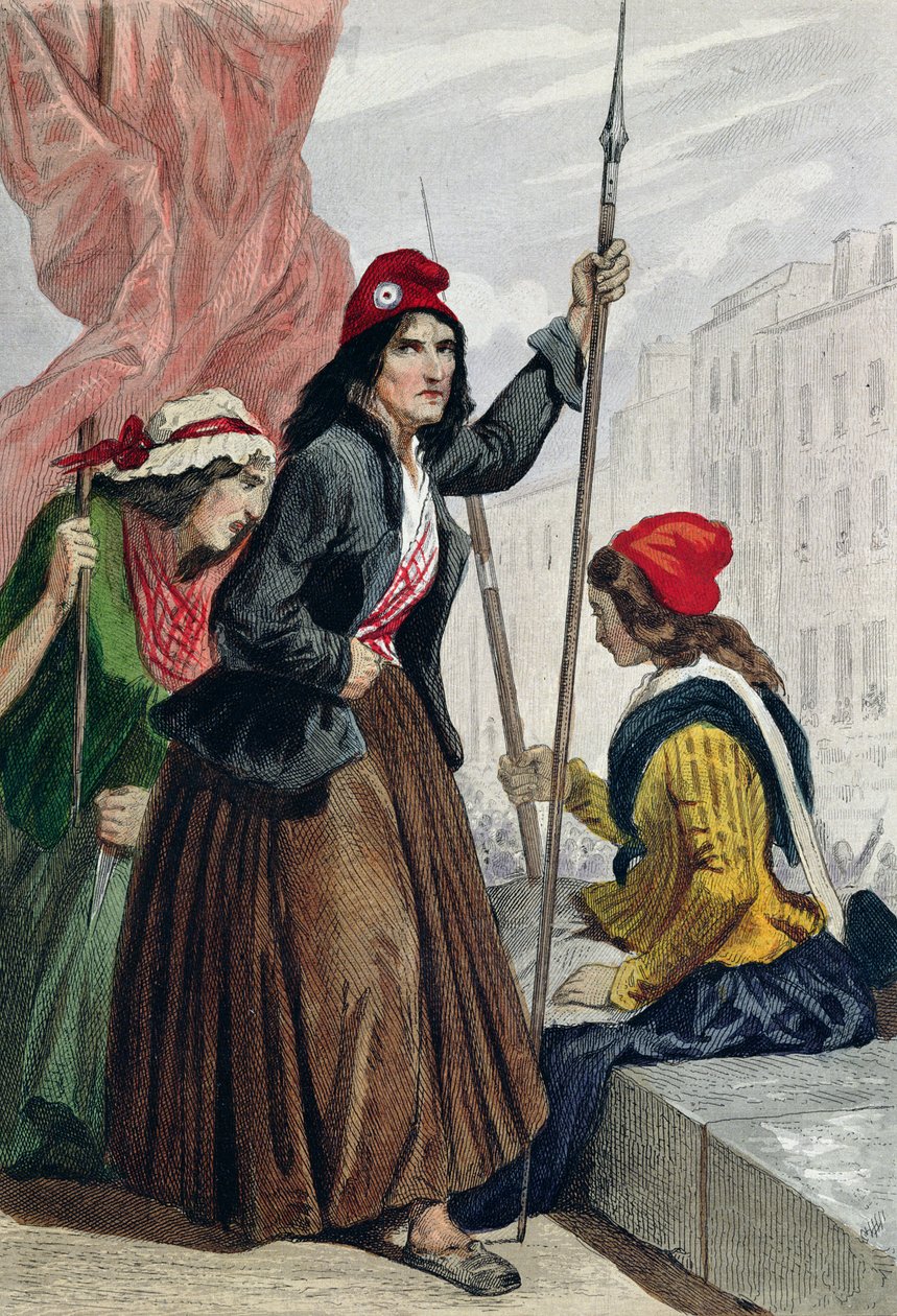 Die Strickerinnen der Guillotine auf den Stufen der Kirche Saint-Roch, 16. Oktober 1793 von Henri Baron