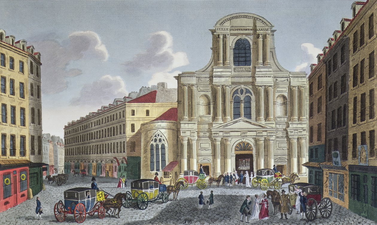 Die Veranda der Kirche Saint Gervais, ca. 1815-20 (Farbstich) von Henri Courvoisier Voisin