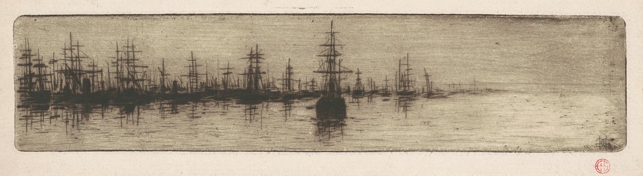 Hohe Schiffe im Hafen von Henri-Charles Guérard