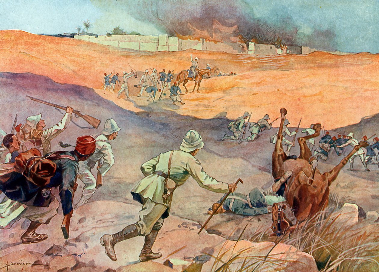 Eroberung von Dahomey: Die Truppen von Oberst Dodds an den Toren von Abomey von Henri Gaston Darien