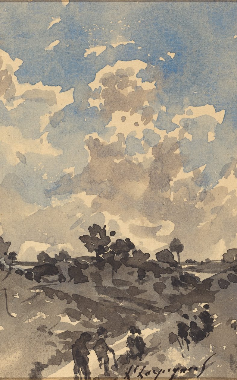 Landschaft mit Figuren, die auf einem Pfad spazieren von Henri-Joseph Harpignies