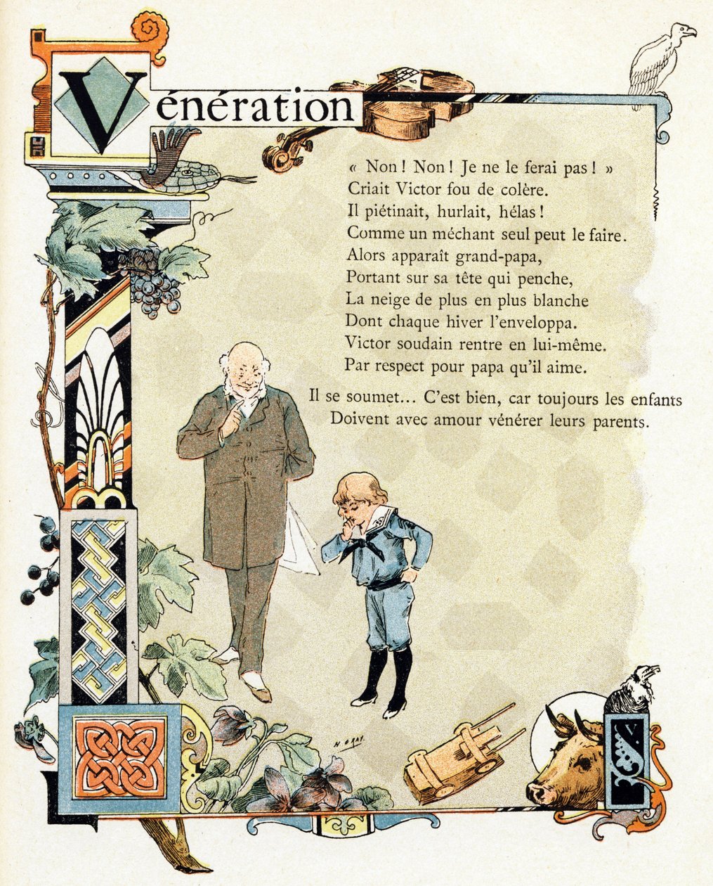 Illustration für "Alphabet der guten Beispiele", ca. 1890 (Gravur) von Henri (1858 1924) Gray