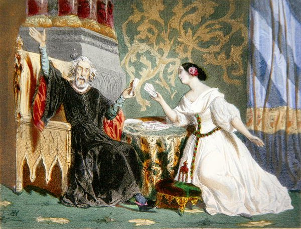 Rosine Stolz (1815-1903) und Paul Barroilhet (1810-71) in Akt II der Oper 