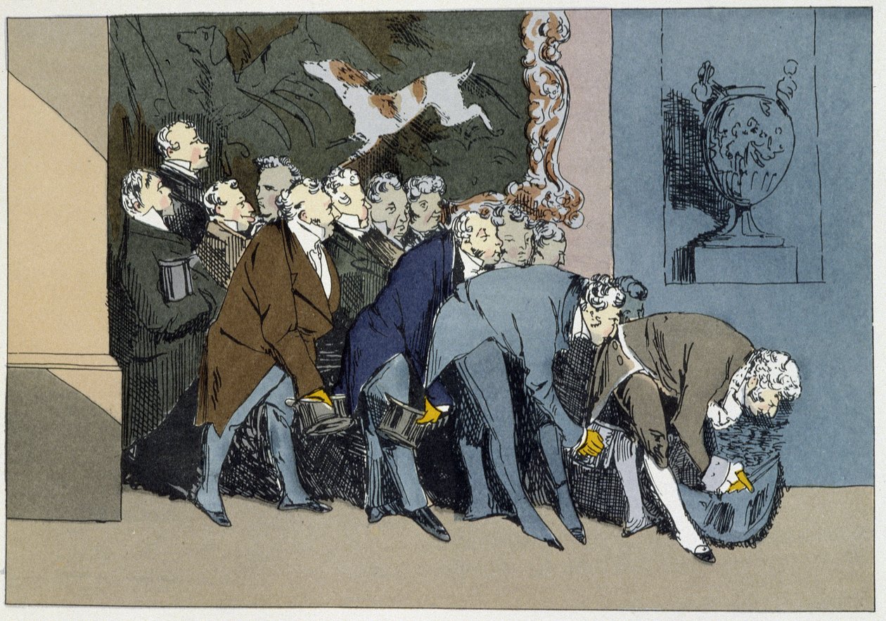 Herr M. Direktor, Chef, Angestellte, Überzählige usw., usw., usw., gehen, um eine neue Exzellenz zu beglückwünschen - in „Administrative Sitten“ von Henri Monnier von Henri Bonaventure Monnier