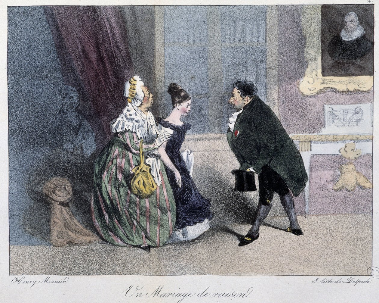 Eine Vernunftehe - in „Esquisses parisiennes“ von Henri Monnier, ed. Delpech, Paris von Henri Bonaventure Monnier