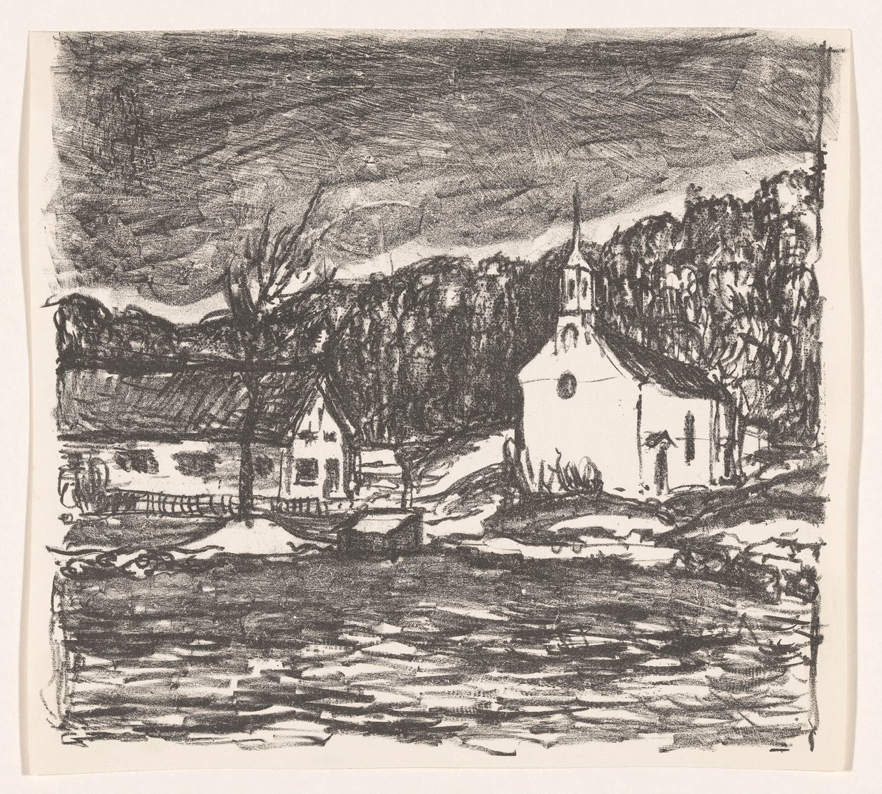 Heuvellandschaft mit Kirche von Henri Braakensiek (signed by artist)