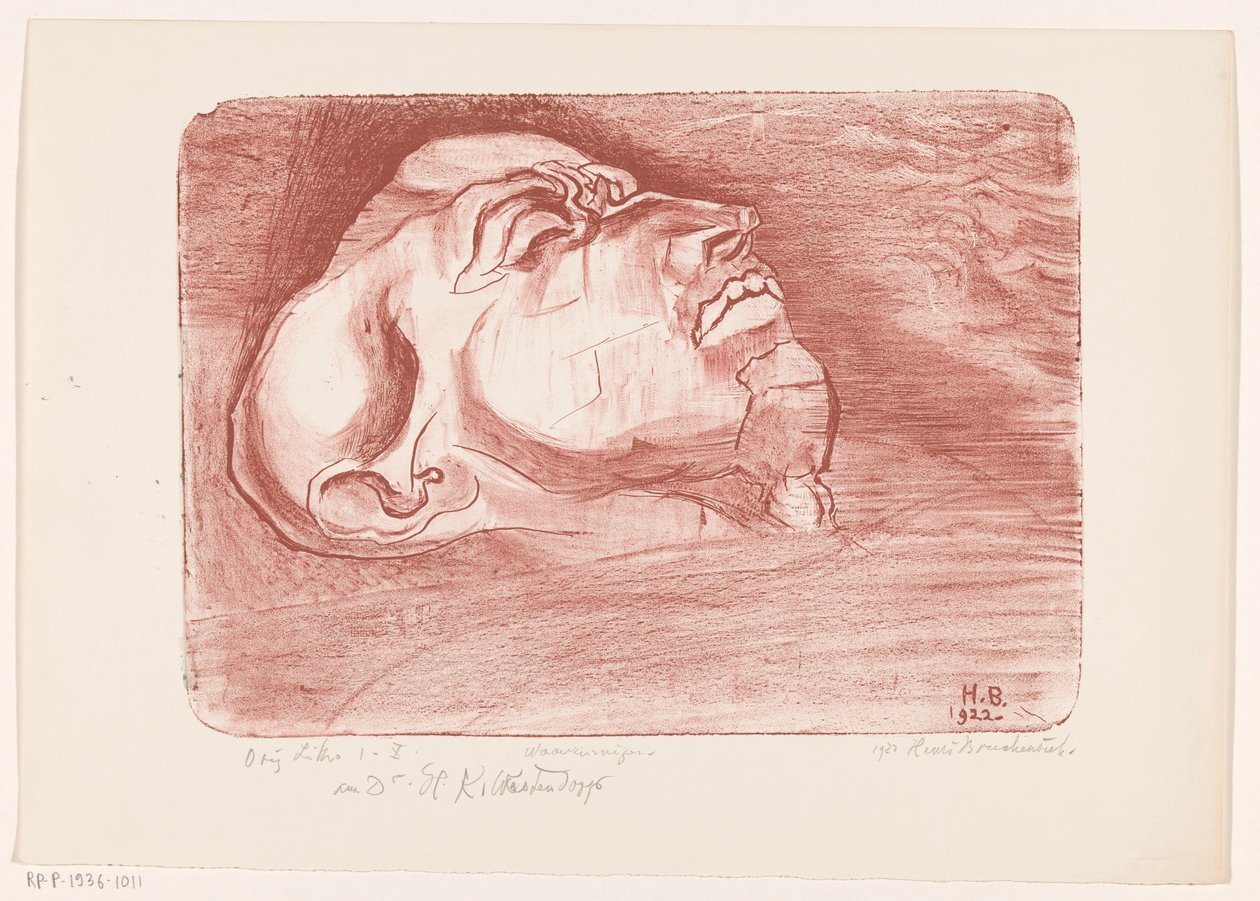 Liegende Figur mit geschlossenen Augen von Henri Braakensiek (signed by artist)