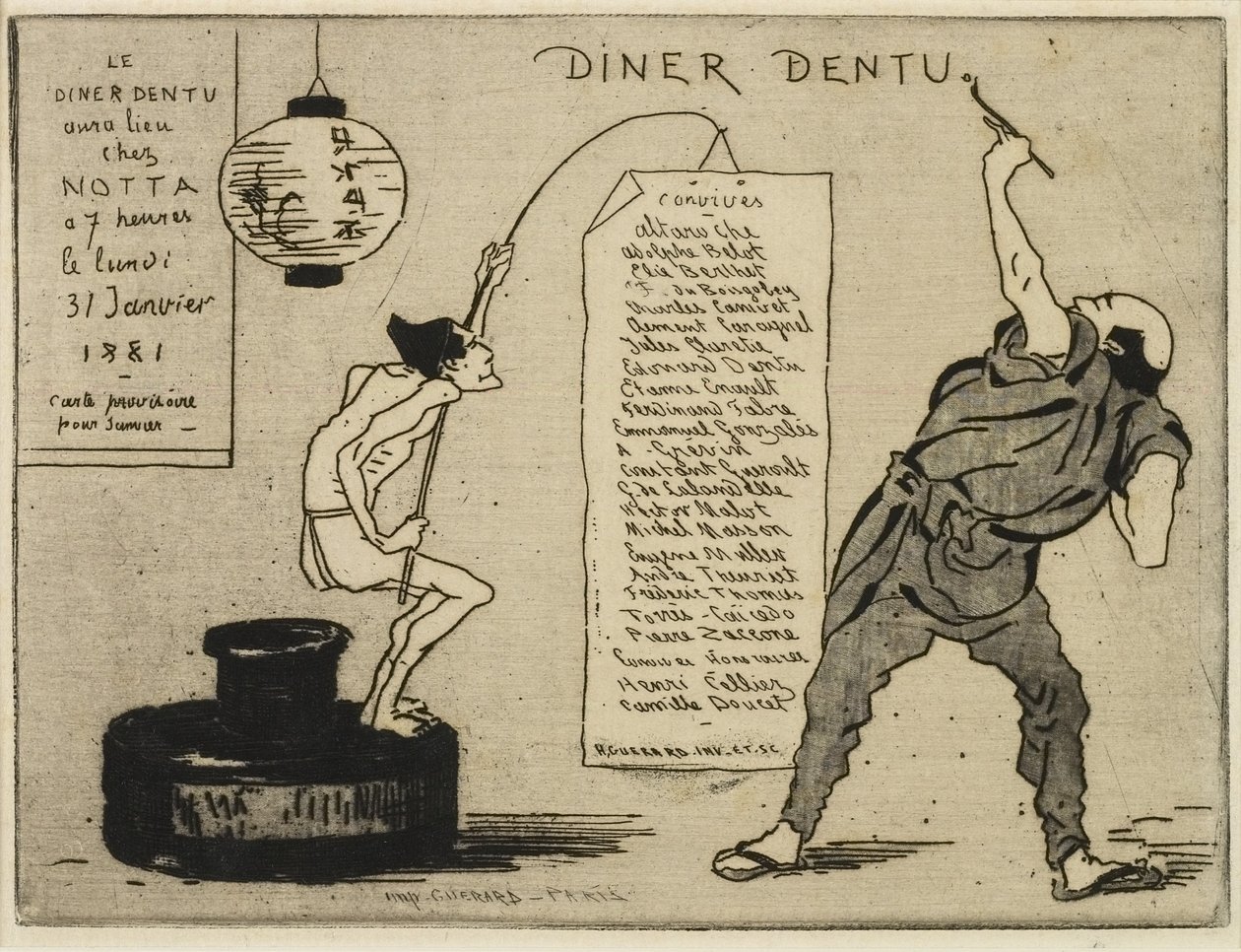 Japaner auf einem Tintenfass von Henri Charles Guérard